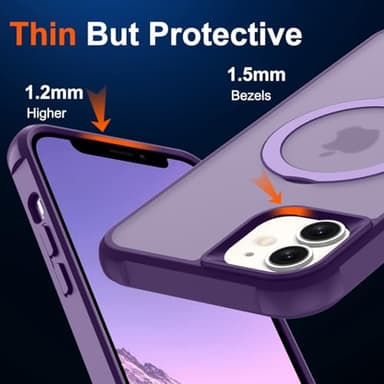 CHAOFEnG Magnetic Compatible with iPhone 11 Case with Stand [Military Grade Drop Tested][Compatible with Magnet] Ring Translucent Slim Hard Back Soft Edge, Purple - Image 7