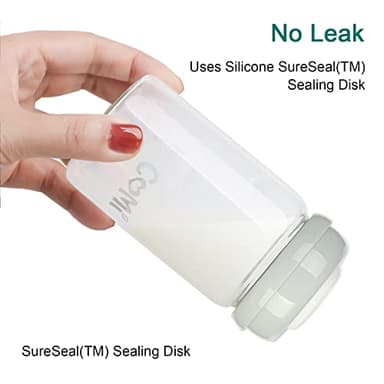 COMI Wide Neck Glass Breastmilk Collection n Storage Bottle, 6oz with Screw Ring Sealing Disk; Re-markable Sealing Disc. BPA Free, Fits Breast Pumps & Nipples (2 Pack Gray Lids) - Image 4
