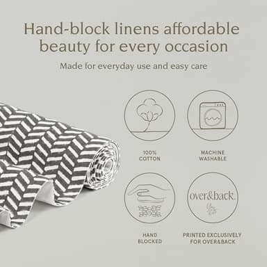over&back 18x108 Printed Cotton Table Runner - Washable Table Runners for a Custom Home Decor Tablescape - Perfect for Coffee Table, Dinner Table, Living Room, and More - Grey Herringbone - Image 2