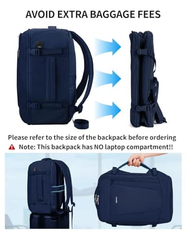 ECOHUB 17'' Travel Backpack, Personal Item Backpack with 13 Pockets, Flight Approved Carry on Backpack with USB Port & Luggage Sleeve, Travel bag for Men & Women, Water Resistant Backpack, Blue - Image 6
