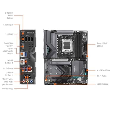 GIGABYTE X870 Eagle WIFI7 AMD AM5 LGA 1718 Motherboard, ATX, DDR5, 4X M.2, PCIe 5.0, USB4, WIFI7, 2.5GbE LAN, EZ-Latch, 5-Year Warranty - Image 9
