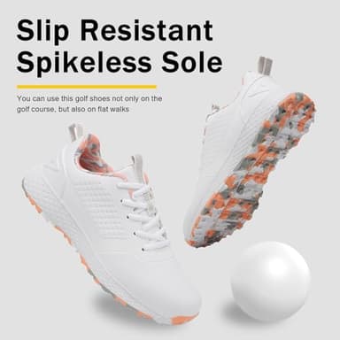 ULTIANT Women Golf Shoes Spikeless Waterproof Golf Sport Sneakers Size5-9.5(White_Pink,39) - Image 2