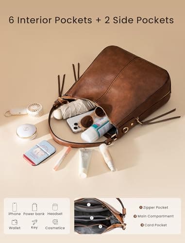 Handbags for Women Large Designer Ladies Hobo bag Bucket Purse Faux Leather - Image 4