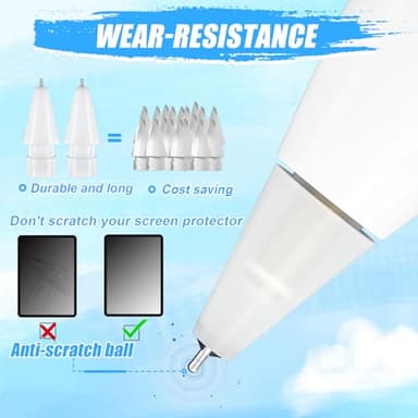 Upgraded iPad Pen Tips fit for Apple Pencil Pro/2nd /1st /USB-C Generation iPad Pro Air Mini Pencil,0.78mm No Wear Out Metal Fine Point Accurate Increasing Pencil Nibs, Write Like A Real Pen,White - Image 5