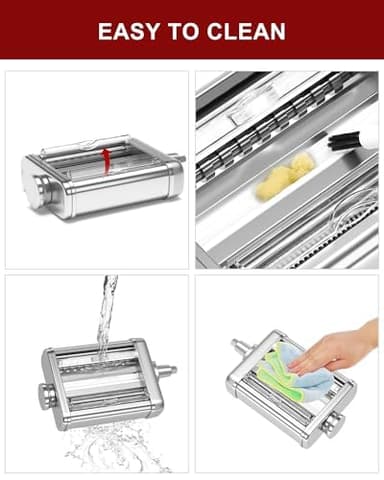 3IN1 Pasta Maker Attachment for All KitchenAid Mixers, Kitchen aid Pasta Attachment Includes Pasta Sheet Roller, Spaghetti Cutter & Fettuccine Cutter, with Cleaning Brush - Image 8