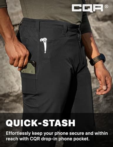 CQR Men's Quick Dry Tactical Pants, Water Resistant Outdoor Pants, Lightweight Stretch Cargo Work Hiking Pants, Rocky Z Black, 36W x 34L - Image 9