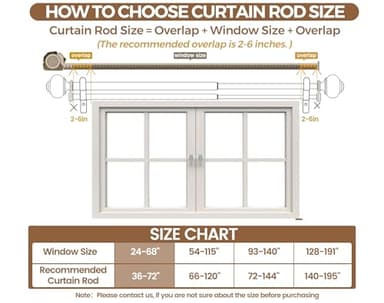 1 Inch Gold Double Curtain Rods 36 to 72 Inches (3 to 6 ft), USFOOK Drapery Rods for Windows, Telescoping Dual Curtain Rod with Luxury Translucent Finials - Image 8