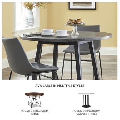 Signature Design by Ashley Centiar Mid Century Round Dining Room Table with Metal Legs, Gray & Black - Image 7