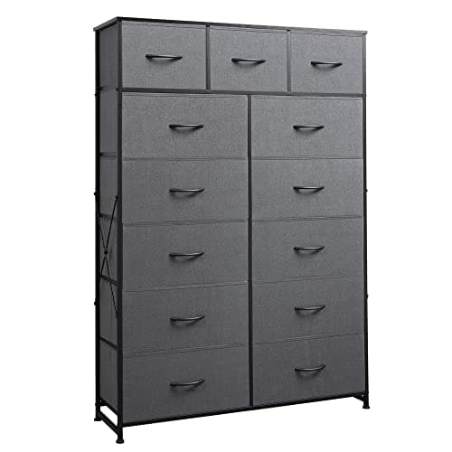 WLIVE Storage Organizer Unit with 13 Fabric Bins, Storage Drawers Organizer with Steel Frame, Tall Storage Tower Organizaton for Living Room, Hallway, Office, Dark Grey - Image 1