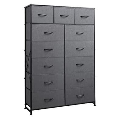 WLIVE Storage Organizer Unit with 13 Fabric Bins, Storage Drawers Organizer with Steel Frame, Tall Storage Tower Organizaton for Living Room, Hallway, Office, Dark Grey - Image 1