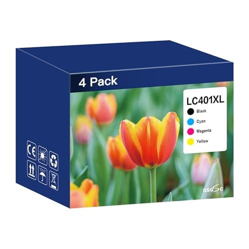 LC401XL Ink Cartridges for Brother Printer Ink LC401 4 Pack Compatible High Yield Work with Brother MFC-J1010DW MFC-J1012DW MFC-J1170DW Printer ( Black, Cyan, Magenta, Yellow) - Image 1