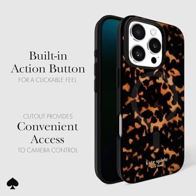 kate spade new york iPhone 16 Pro Case - Compatible with MagSafe - Designer Phone Case - Tortoise - Image 4