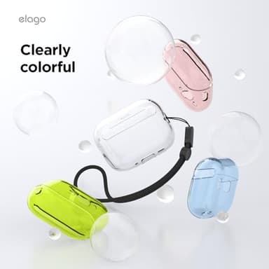 elago Clear Case Compatible with AirPods Pro 3 Case Clear Cover - Lanyard Included, Strap Included, Reduced Yellowing, Shockproof, Full Protection, Soft TPU (Transparent) - Image 3