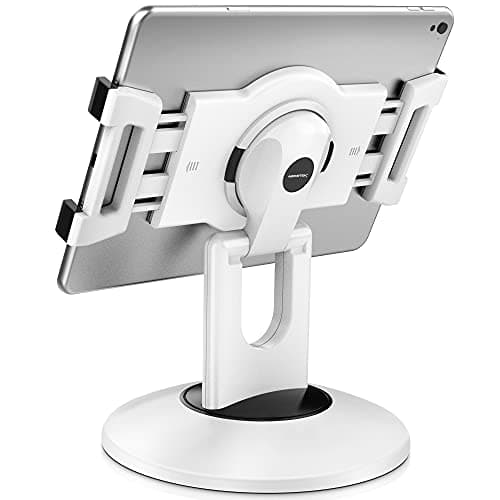 AboveTEK Retail Kiosk iPad Stand, 360° Rotating Commercial POS Tablet Stand, Fits 6"-13" (Screens) iPad mini Pro-Business Swivel Tablet Holder, for Store Office Reception Kitchen Desktop (White) - Image 1