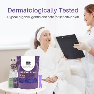 BLITZWAX 2.5lbs Hard Wax Beads for Hair Removal Lavender Waxing Beans for Sensitive Skin, Face, Eyebrows, Brazilian, Legs and Bikini - with 2 Silicone Sticks and 2 Wax Oils for Home and Salon Use - Image 3