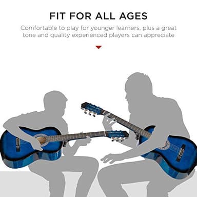 Best Choice Products 38in Beginner All Wood Acoustic Guitar Starter Kit w/Gig Bag, 6 Picks, Nylon Strings, Strap w/Pick Holder - Blue - Image 5