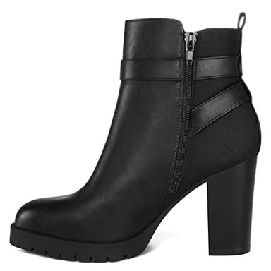 mysoft Women's Ankle Boots Chunky Stacked Heel Zipper Booties - Available in Wide Sizes - Image 6