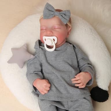 FOCKOF Realistic Reborn Baby Dolls-18 Inch Real Life Baby Dolls Girl Lifelike Baby Doll with Accessories for 3+ Years Old (Gray) - Image 5