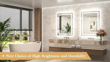 TETOTE LED Bathroom Mirror with Lights 28 x 36 Frontlit and Backlit Light up Mirror, Brighter Lighted Bathroom Mirror for Wall, 3-Color Anti Fog Mirror, Waterproof, Shatterproof Tempered Glass - Image 8