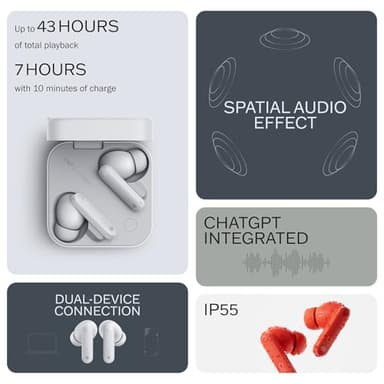 CMF Buds Pro 2 Wireless Earbuds, Hi-Res Audio with LDAC, 50 dB Hybrid Noise Cancelling Earbuds, Ultra Bass Technology, Bluetooth 5.3, 43H Play Time with Charging Case, 6 HD Mics Headphones, Orange - Image 3