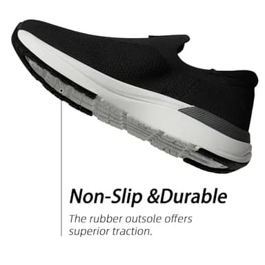 LBTPK Men's Slip On Walking Shoes Non Slip Running Shoes Breathable Tennis Workout Shoes Lightweight Gym Training Sneakers,Black 9 - Image 5