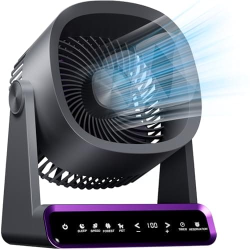 POOCCI Desk Fan, Strong Airflow 120 Speeds Rechargeable Battery Operated Fan Quiet Digital Display Air Circulator Fan for Office, Bedroom, Kitchen, Home, Outdoor, Small Travel Camping USB Table Fan… - Image 1