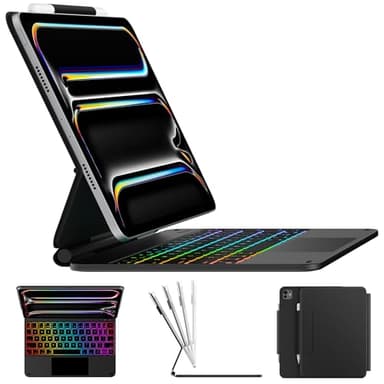 typecase Keyboard Case for iPad Pro 11-inch (M4) 2024 – Magic-Style Keyboard with Floating Magnetic Stand, Multi-Touch Trackpad & 11-Color Backlit, Pencil Holder, Black - Image 1