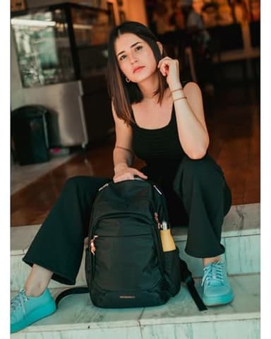 LIGHT FLIGHT Travel Backpack for Women, 15.6 Inch Laptop Backpack with USB Charging Hole, Water Resistant College Bookbag, Large Capacity Black Computer Backpacks for Work, Black - Image 9