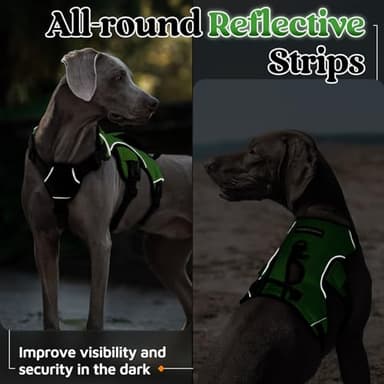 rabbitgoo Escape Proof Dog Harness, Soft Padded Full Body Pet Harness, Reflective Adjustable No Pull Vest with Lift Handle and Lesh Clip for Large Dogs Walking Hiking Training, M, Green - Image 9