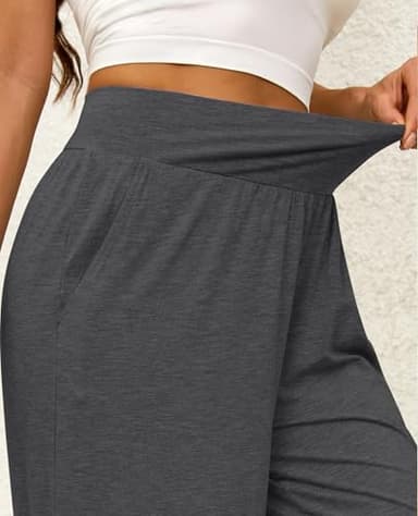 siliteelon Wide Leg Capri Pants for Women Lounge Pajama Pants Women Casual Loose Comfy Flowy Palazzo Capris with Pockets - Image 6
