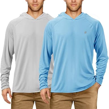 Roadbox 2 Pack UPF 50+ Fishing Shirts for Men Long Sleeve Sun Protection Hoodie Lightweight Outdoor UV Hiking Shirts - Image 1