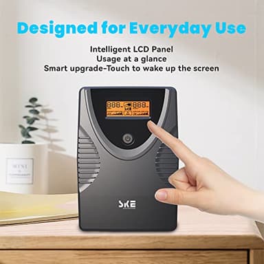 Ups Battery Backup and Surge Protector,Computer Uninterruptible Power Supply Units,Battery Backup Intelligent LCD,SKE Back UPS, Battery Backup for Computer 625VA/360W - Image 3