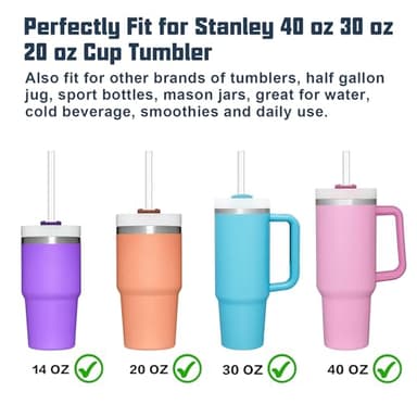 10 Pcs Replacement Straw for Stanley Cup 40 oz 30 oz 64 oz Tumbler, Dishwasher Safe Clear Reusable long Straws with Cleaning Brush for Stanley Adventure Tumbler Accessories - Image 4