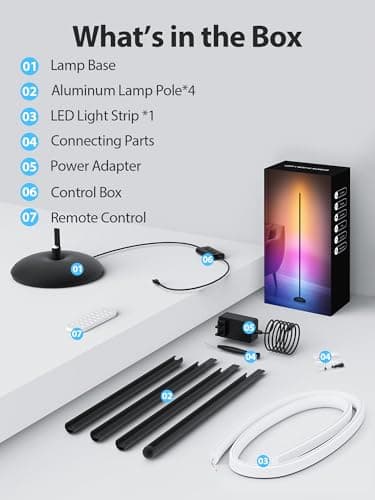 Vexinat Corner Floor Lamp, Smart RGB LED Corner Lamp with App & Remote, Modern Floor Lamp with 16 Million Colors, Music Sync, Scene Modes, Color Changing Standing Lamps for Living Room, Bedroom - Image 9