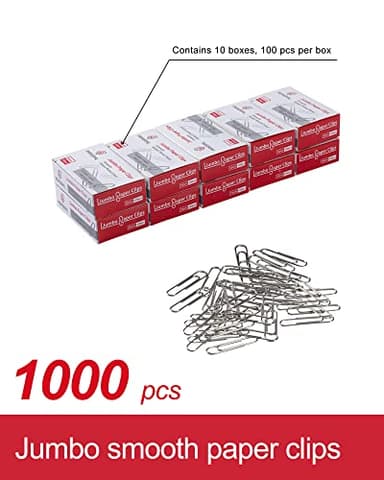 PAPERPAL Paperclips for Office School & Personal Use, Jumbo Smooth Paper Clip (2"), 1000 Large Paper Clips (10 Boxes of 100 Each), Silver - Image 3