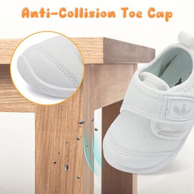 FEETCITY Infant Shoes Girls Boys Baby Walking Shoes Newborn Crib Shoes First Walker Shoes Slip On Sneaker White - Image 3