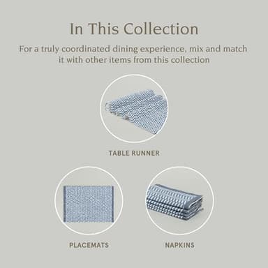 over&back 18x108 Printed Cotton Table Runner - Washable Table Runners for a Custom Home Decor Tablescape - Perfect for Coffee Table, Dinner Table, Living Room, and More - Blue Herringbone - Image 4