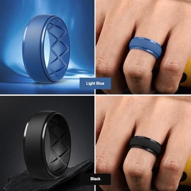 Egnaro Inner Arc Ergonomic Breathable Design, Silicone Rings Mens with Half Sizes, 1/4/5/6/7 Rubber Wedding Bands, 10mm Wide-2.5mm Thick - Image 4