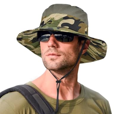 Sun Hats for Men Women Fishing Hat UPF 50+ Breathable Wide Brim Summer UV Protection Hat - Image 1