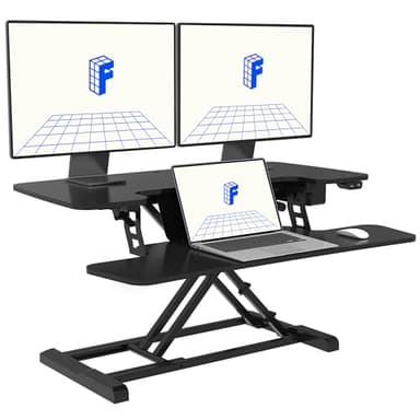 FLEXISPOT Electric Standing Desk Converter 36" Wide Motorized Stand up Riser for Monitor and Laptop, Black Height Adjustable Workstation for Home Office - Image 1