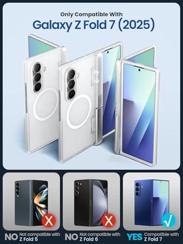 i-Blason for Samsung Galaxy Z Fold 7 Case with Stand [9H+ Tempered Glass Screen Protector] [Compatible with MagSafe] [Hinge Protection & Kickstand] Full-Body Protective Case for Z Fold 7 (Frost Clear) - Image 2