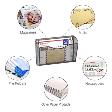 samstar 6 Pack Mesh Wall Mounted File Holder Metal Wall File Pocket Mail Organizer for Office/Home(with Label Panel) - Image 6