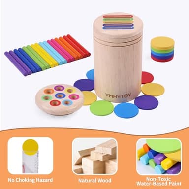 YHHYTOY Montessori Toys for 3 Year Old, Dual Play Wooden Educational Color Sorting Toy Toddler Preschool Learning Activities, Fine Motor Skills Sensory Toys for Toddlers 3-5 Girl Boy Birthday Gifts - Image 3