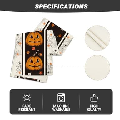 Artoid Mode Jack-O'-Lantern Pumpkins Spider Web Halloween Table Runner, Kitchen Dining Table Decoration for Home Party Decor 13x72 Inch - Image 5