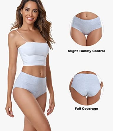 coskefy Women's High Waisted Cotton Underwear Soft Breathable Panties Stretch Briefs 5 Pack - Image 2