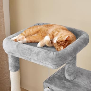 Yaheetech 42in Cat Tree Tower with Scratching Posts, Plush Condo, Ramp & Perch, Multi-Level Climber for Indoor Cats & Kittens, Light Gray - Image 5