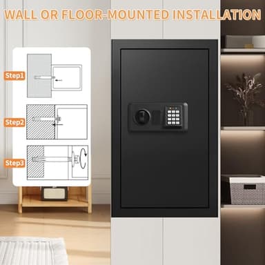 6.0 Cub Large Home Safes Fireproof Wterproof, Anti-theft Fireproof Safe with Programmable Keypad, Spare Keys and Alarm Systerm, Digital Home Security Safe Box for Document Money Medicines - Image 7