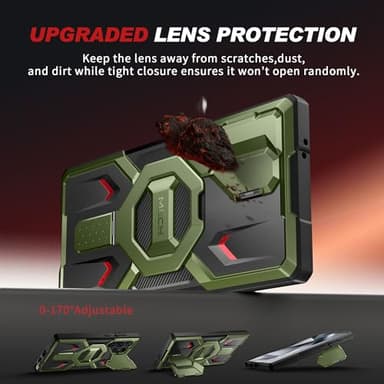 TONGATE for Samsung Galaxy S24 Ultra Case Compatible with MagSafe, [Ring Stand & Camera Cover Kickstand] Drop Shockproof Rugged Protection Phone Case for S24 Ultra with Screen Protector 6.8", Green - Image 4