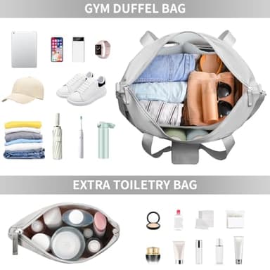 ETRONIK Gym Bag for Women, Travel Duffel Bag with USB Charging Port, Weekender Overnight Bag with Wet Pocket and Shoes Compartment for Women, Travel, Gym, Yoga (Grey) - Image 4
