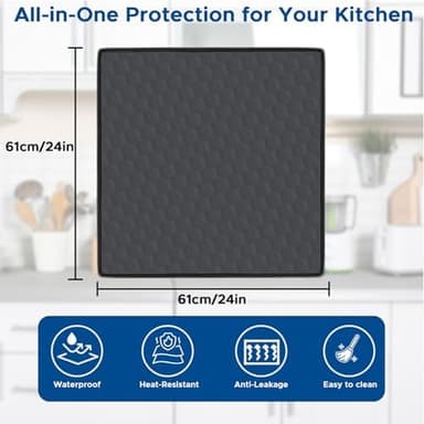 Dishwasher Drain Pan Mat,24''x24'' Dishwasher Drip Tray with Raised Edge,Non-Slip Silicone Dishwashers Drain Pan Floor Mat,Anti-Leakage Dish Washer Tray for Mini Dish Washers - Image 2